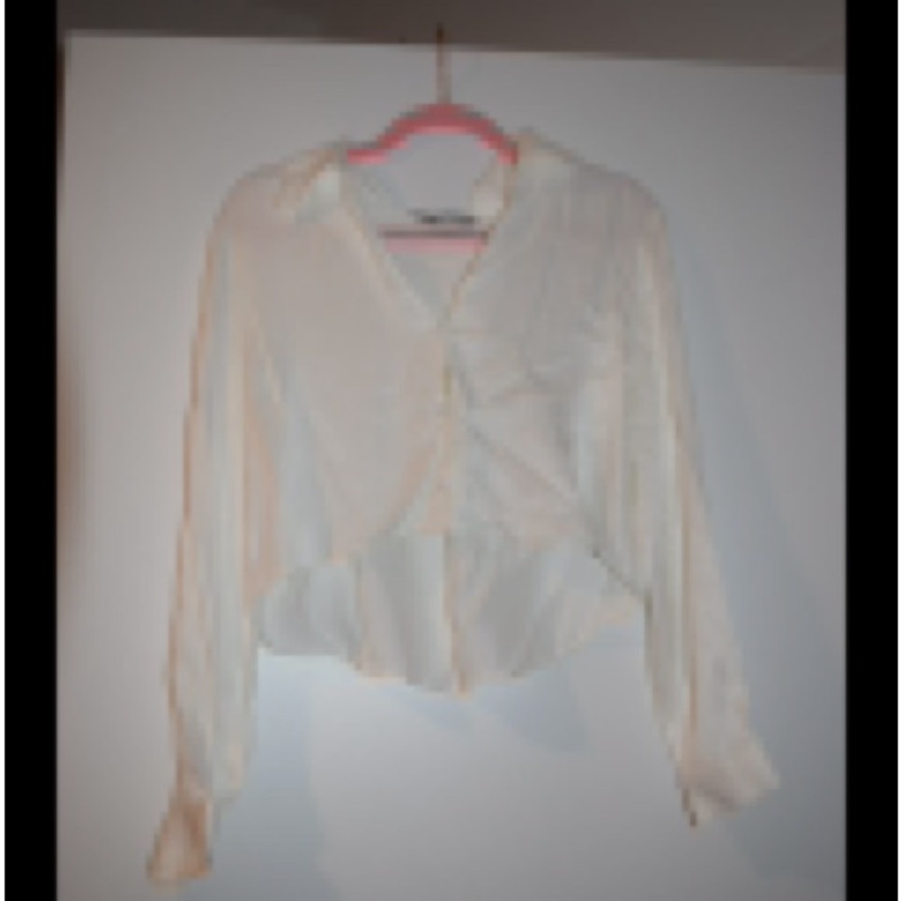 Zara Women's Cream Button-Up Blouse